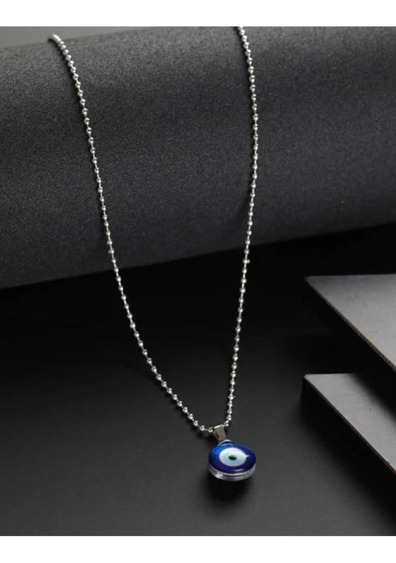 Aksha Collection Aksha Collection Blue,Silver Jewel Set (Pack of 1) Stainless Steel Pendant Set - Indya