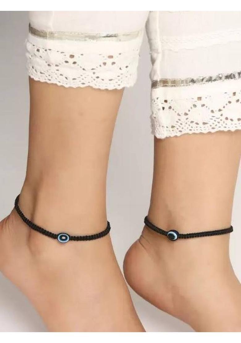 Evil Eye Anklet and Bracelet Combo for Women Brass Anklet&nbsp;&nbsp;(Pack of 3) - Indya