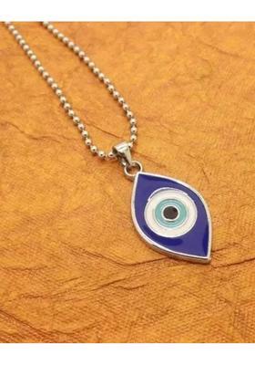 SILVOSWAN Evil Eye Rhodium Plated Pendant with Chain For Men And Women Stainless Steel Pendant