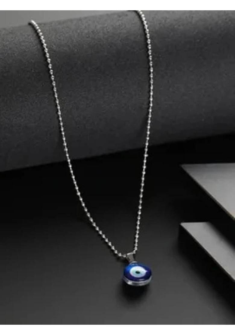 RKGCraft Evil Eye Mini Pendant Silver-Toned Dainty Pendant Chain For Women,Girls Silver Plastic Pendant - Indya