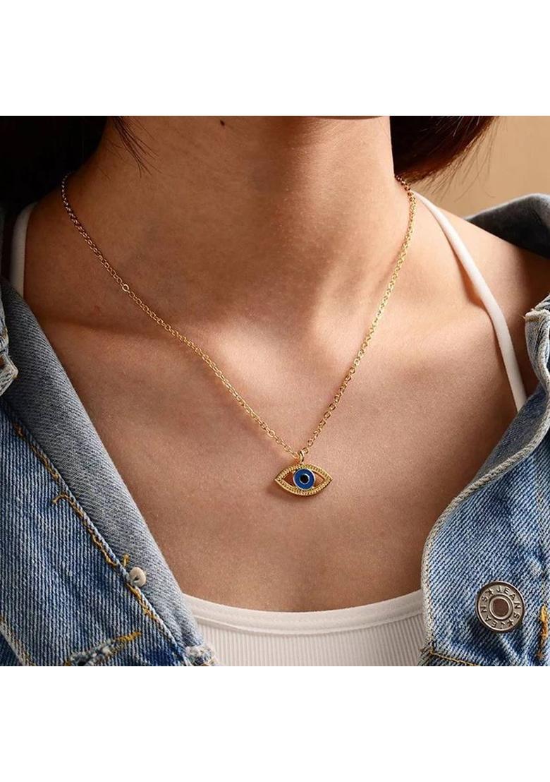 Divin Crysttal Evil Eye Pendant Charm Gold-plated Glass, Metal Pendant - Indya