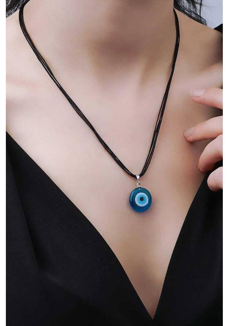 SUKHAD Evil Eye Pendant Necklace for Men, Women, Girls Crystal Locket Crystal Pendant Set - Indya