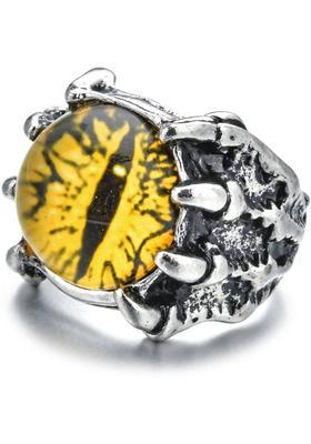 Dragon Eye/Evil Eye Ring for Women & Men, Club/Party/Biker/Office Ring-COMBO Stainless Steel Silver Plated Ring