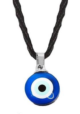 ROOTWAVE Big Size Dual Side Blue Evil Eyes Nazar Suraksha Kavach Locket Pendant with Dori Silver Glass Pendant
