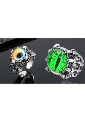 Dragon Eye/Evil Eye Ring for Women & Men, Club/Party/Biker/Office Ring-COMBO Stainless Steel Silver Plated Ring