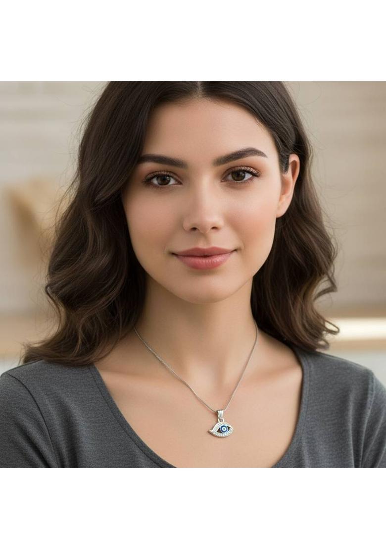 AD Enterprises Evil Eye Pendant Necklace for Women Silver Alloy Pendant - Indya