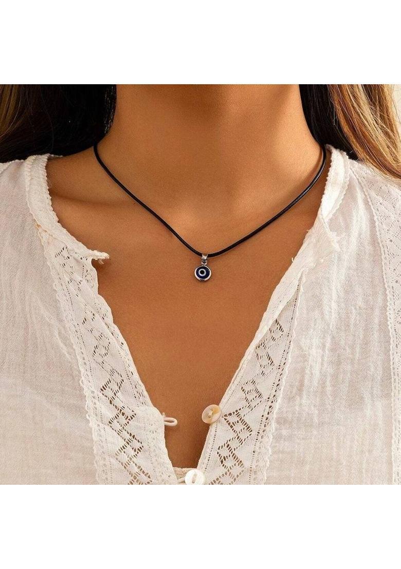 Monkstar EVIL EYE PENDENT Silver Fabric, Crystal Pendant - Indya