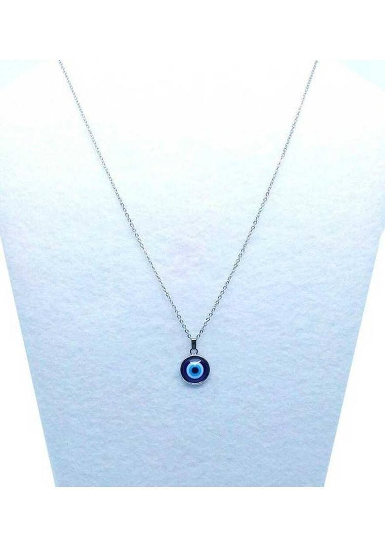 JS Enterprises Evil Eye Pendant/Necklace Protect You From Harmful Energy and Negatives Silver Stainless Steel Pendant - Indya