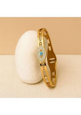 Stainless Steel Cubic Zirconia Gold-plated Bracelet