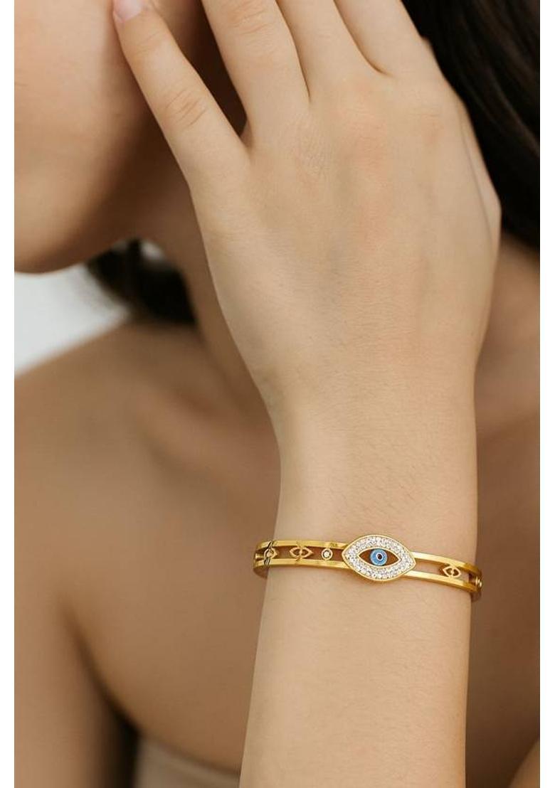 Stainless Steel Cubic Zirconia Gold-plated Bracelet - Indya