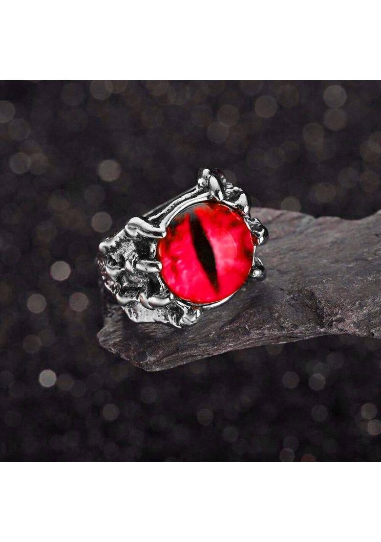 Dragons Eye Ring, Devil Eye Ring, Eye Ring, Evil Eye Ring Adjustable Unisex Ring Stainless Steel Silver Plated Ring - Indya