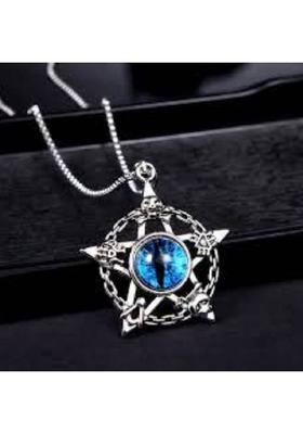 salaar Star Design illuminati Devil Eye Blue Color Gothic Stylish Evil Eye Pendant Silver Cubic Zirconia Stainless Steel Pendant Set