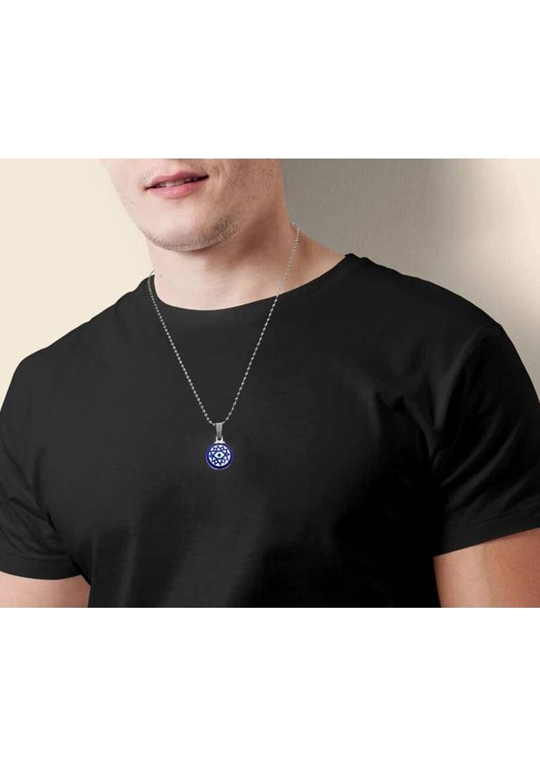 ROOTWAVE Stylish Evil Eye Pendant Locket Chain for Mens and Womens Silver Stainless Steel Pendant - Indya
