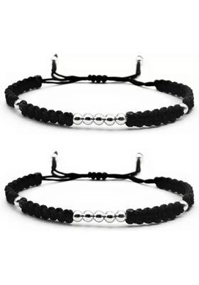 STYLE REVOLVER 9 Ball Charms Black Thread Anklet for Women and Girls Cotton Dori Anklet&nbsp;&nbsp;(Pack of 2)