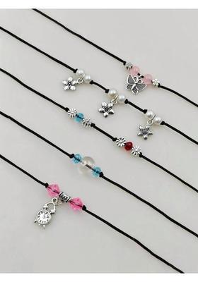 Evil eye Najariya Black thread Anklets pack of 6 Alloy Anklet&nbsp;&nbsp;(Pack of 5)