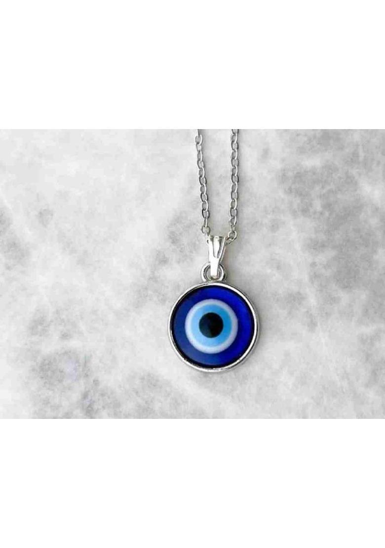 BRIJAZA Round Shape nazariya Blue Turkish Evil Eye Pendant set of 5 pc Silver Brass Pendant - Indya