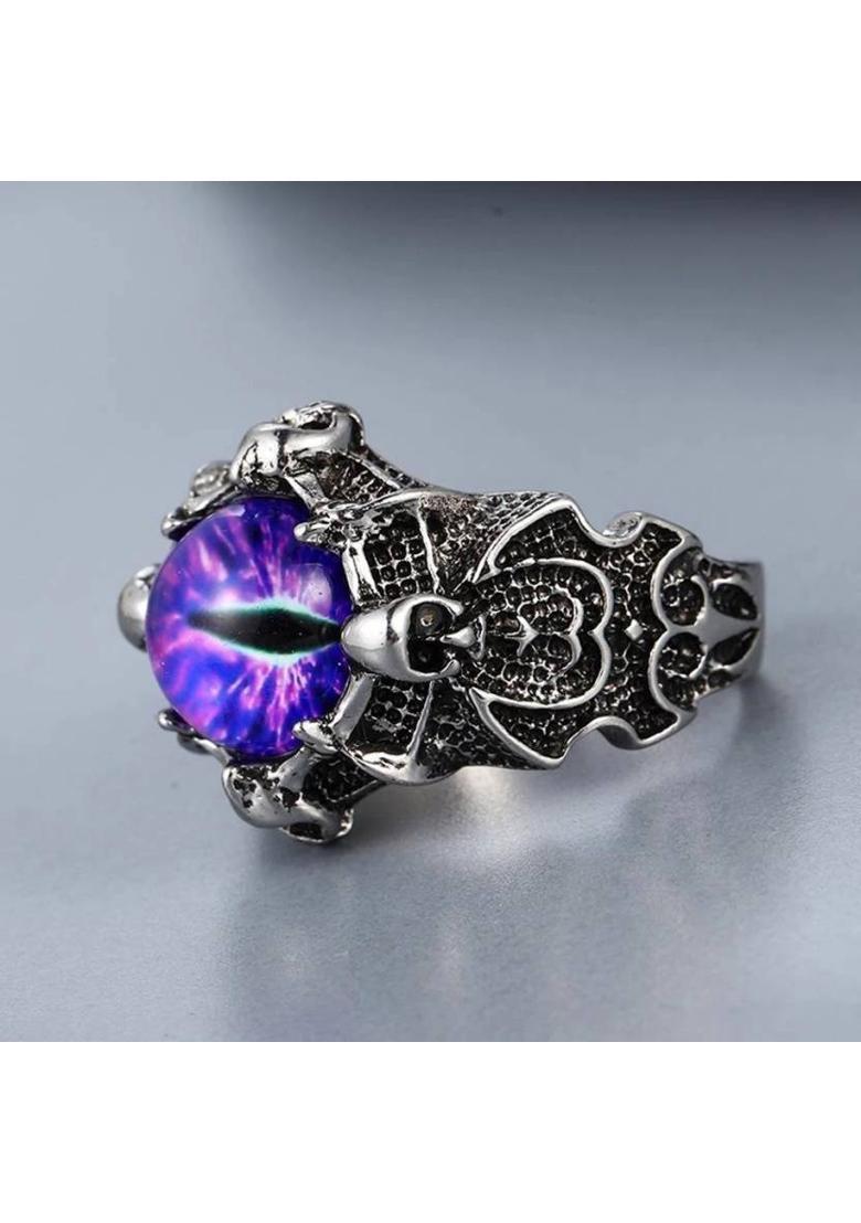 Lion Ring & Evil Eye Ring for Women & Men, Club/Party/Biker/Office Ring-COMBO Stainless Steel Silver Plated Ring - Indya