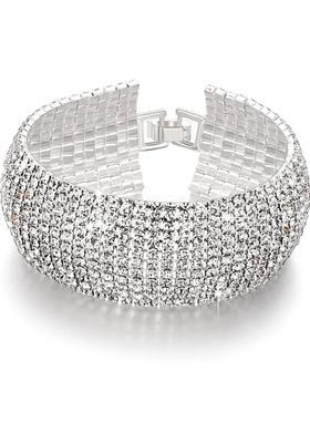 Brass Crystal Rhodium Bracelet