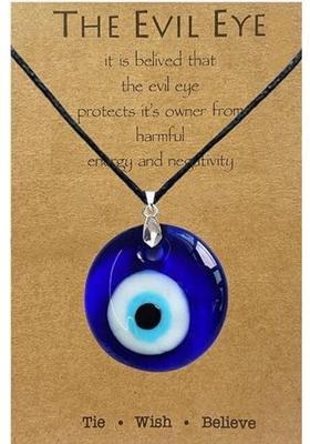 CRYSTALGLOW Crystal Glow Blue Evil Eye Heart Pendant Necklace Glass Pendant