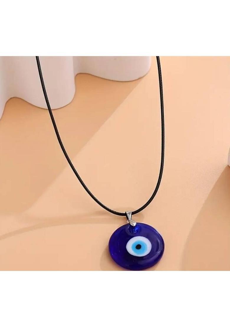 CRYSTALGLOW Crystal Glow Blue Evil Eye Heart Pendant Necklace Glass Pendant - Indya