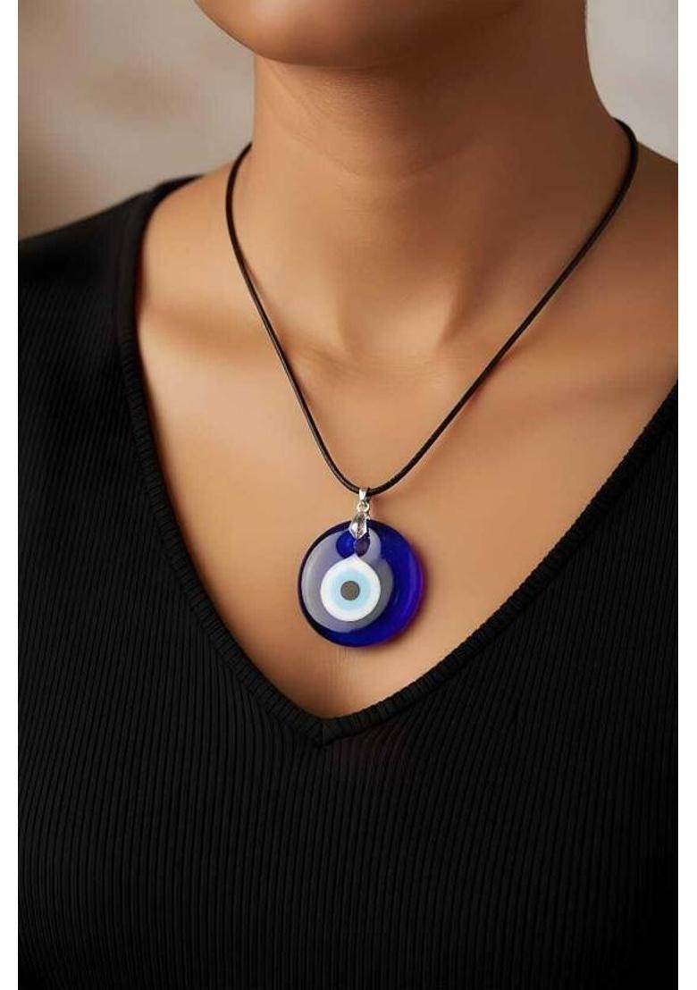 CRYSTALGLOW Crystal Glow Blue Evil Eye Heart Pendant Necklace Glass Pendant - Indya