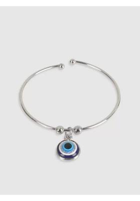 zebisco silver evil eye pendant necklace Silver Stainless Steel, Steel Locket Set