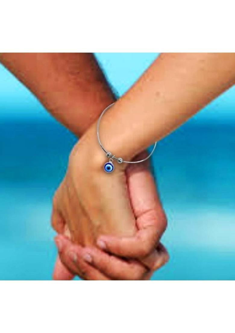 zebisco silver evil eye pendant necklace Silver Stainless Steel, Steel Locket Set - Indya