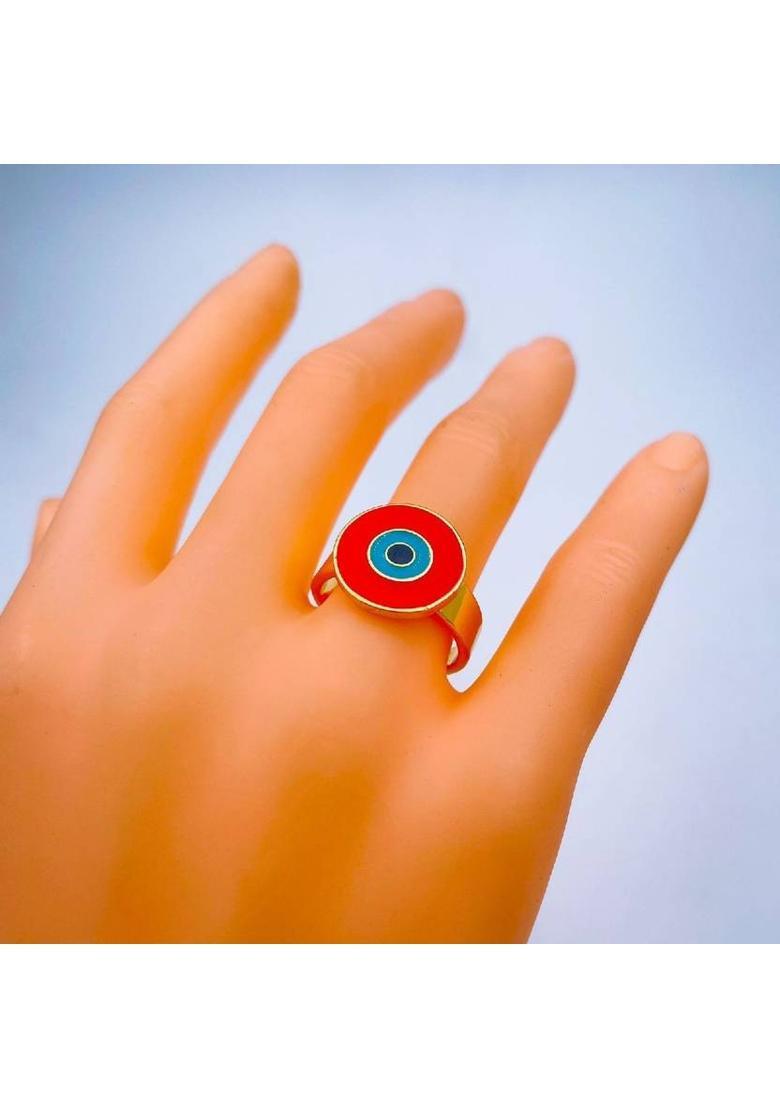 Evil Eye Copper Gold Plated Ring - Indya