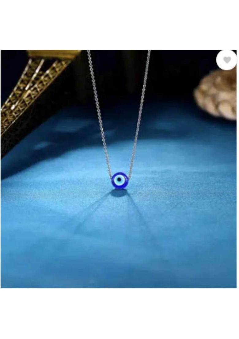 RATIHANDICRAFTS Evil Eye Circular Mini Pendant Sterling Silver Crystal Alloy Locket - Indya