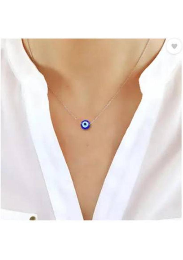 RATIHANDICRAFTS Evil Eye Circular Mini Pendant Sterling Silver Crystal Alloy Locket - Indya