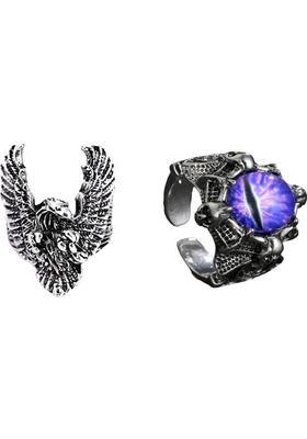 flying eagle ring Dragon Eye Ring for Men and Women Adjustable Ring Purple Stone, Stainless Steel Ring