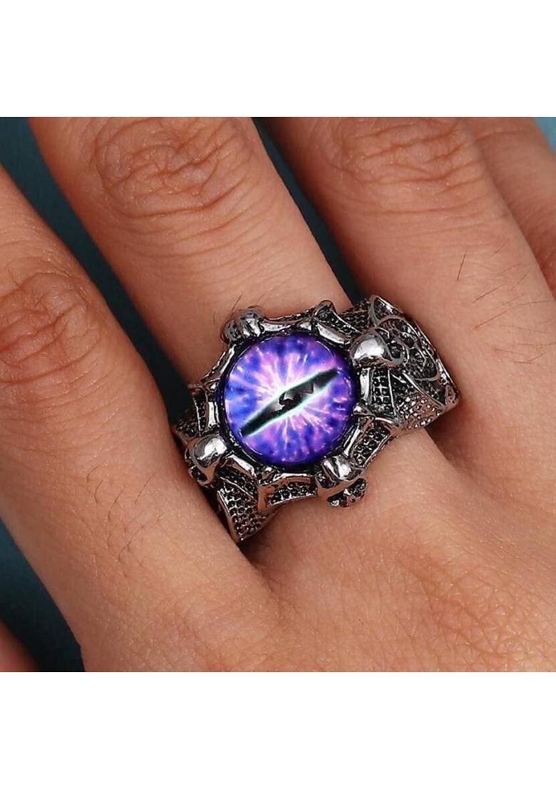 flying eagle ring Dragon Eye Ring for Men and Women Adjustable Ring Purple Stone, Stainless Steel Ring - Indya