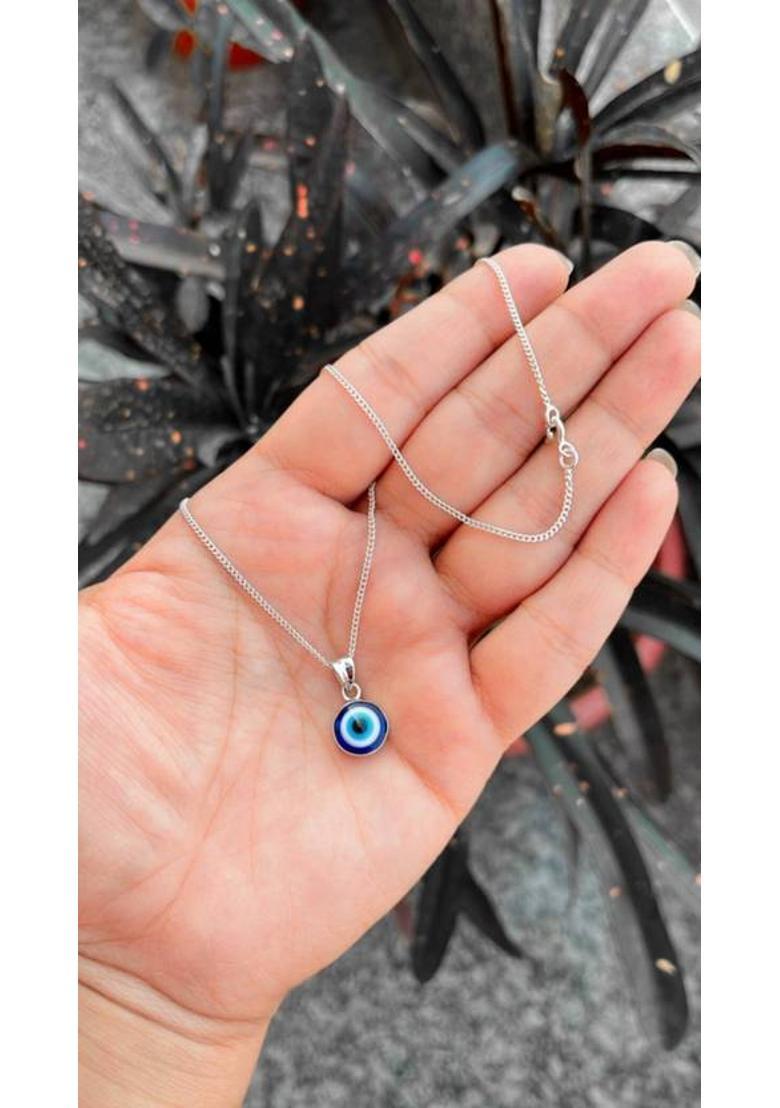 house of common Stylish Silver Plated Evil Eye Pendants Sterling Silver Alloy Pendant - Indya