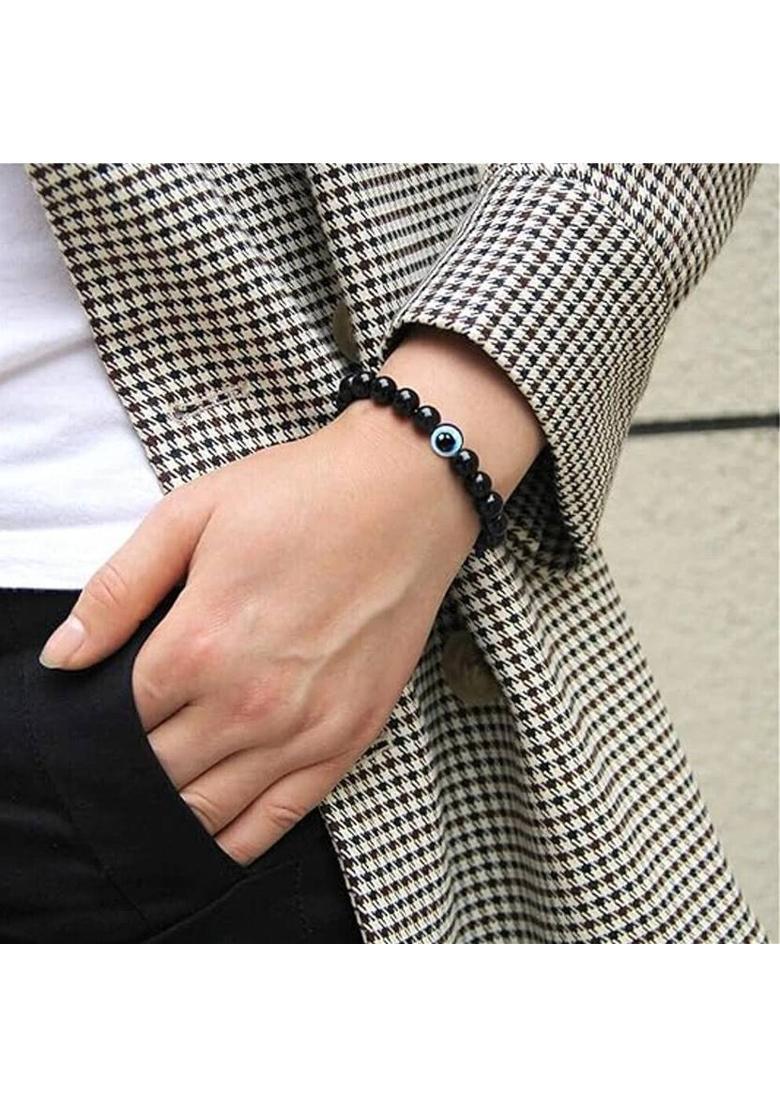 Crystal, Evil Eye, Black Obsidian Bracelet - Indya