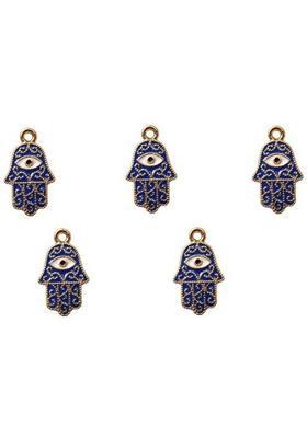 MOREL 5 PCS HAMSA HAND SHAPE EVILEYE PENDANT CHARM FOR NECKLACES, DIY & JEWELER MAKING Metal Charm Set