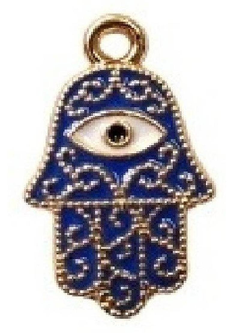 MOREL 5 PCS HAMSA HAND SHAPE EVILEYE PENDANT CHARM FOR NECKLACES, DIY & JEWELER MAKING Metal Charm Set - Indya