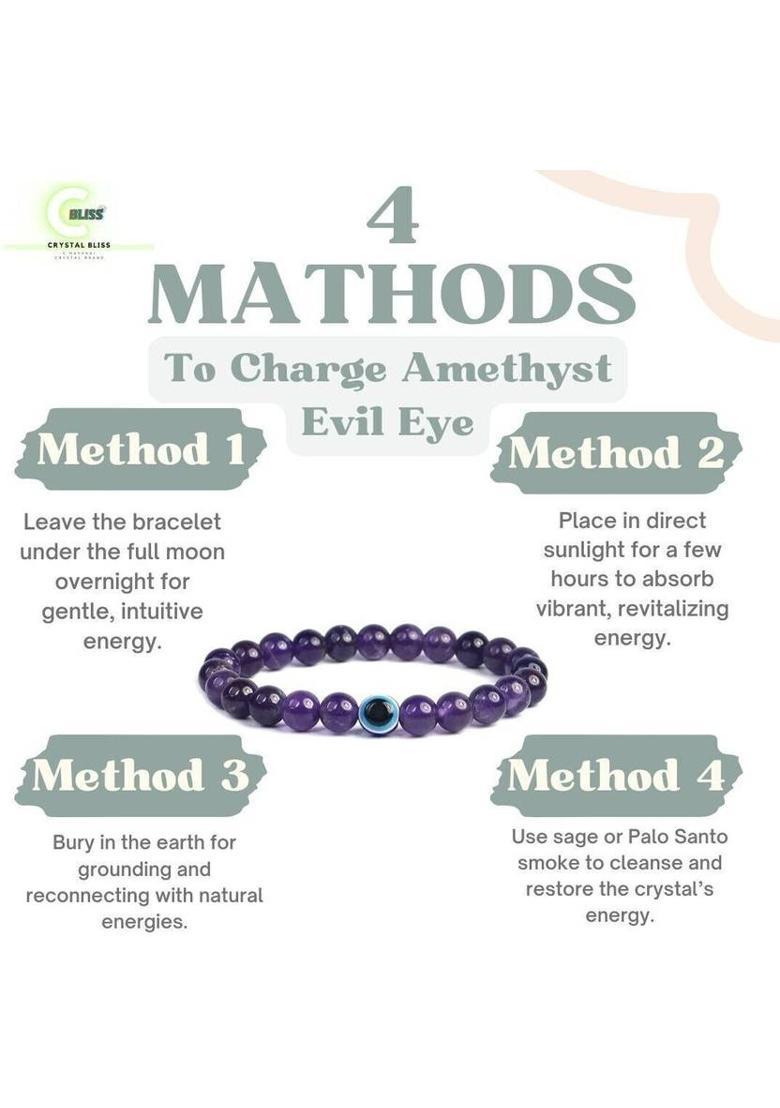 Amethyst, Evil Eye Beads, Agate, Crystal, Jade, Quartz Bracelet - Indya