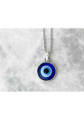 Animated Evil Eye Necklace Round Nazar Necklace with Silver Chain Alloy