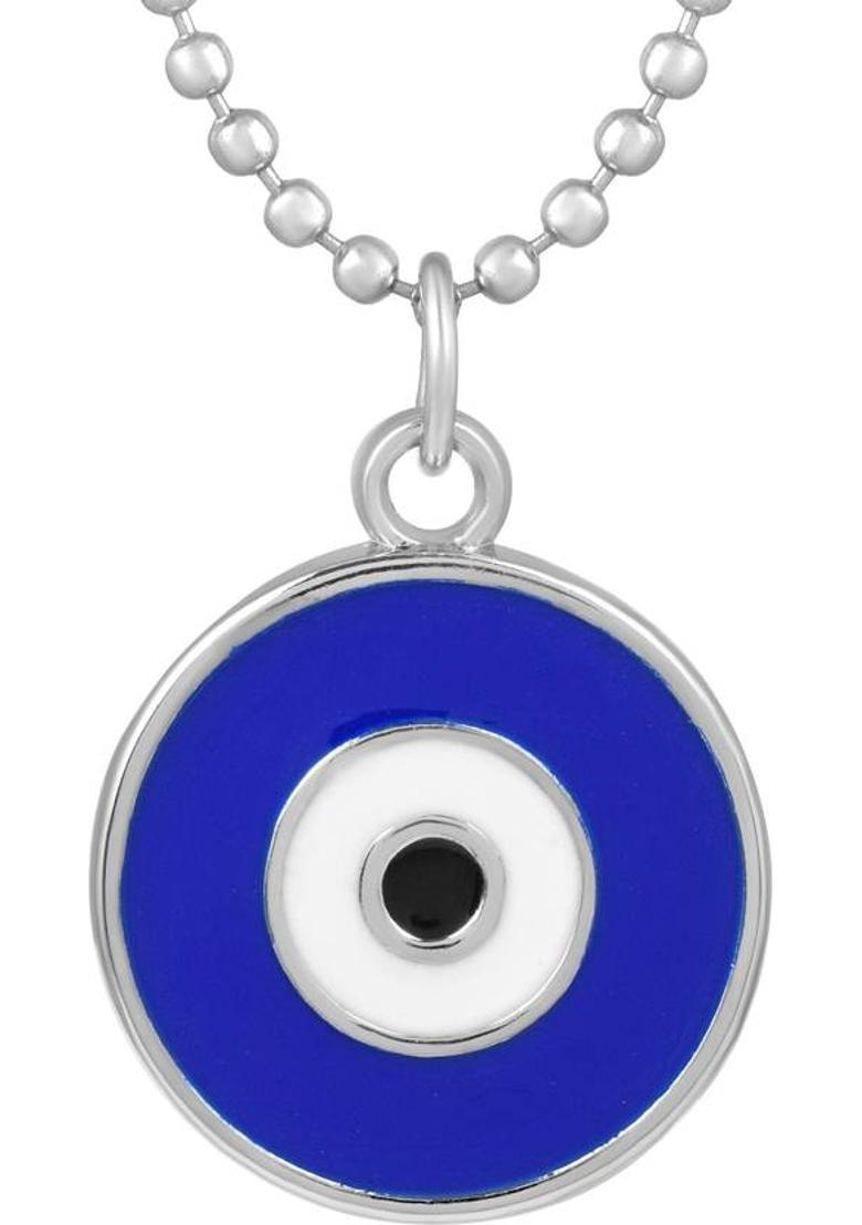 TODANI JEMS Stainless Steel Round shape Evil Eye pendant Good luck Men Women (PCMC4960) Silver Stainless Steel Pendant - Indya