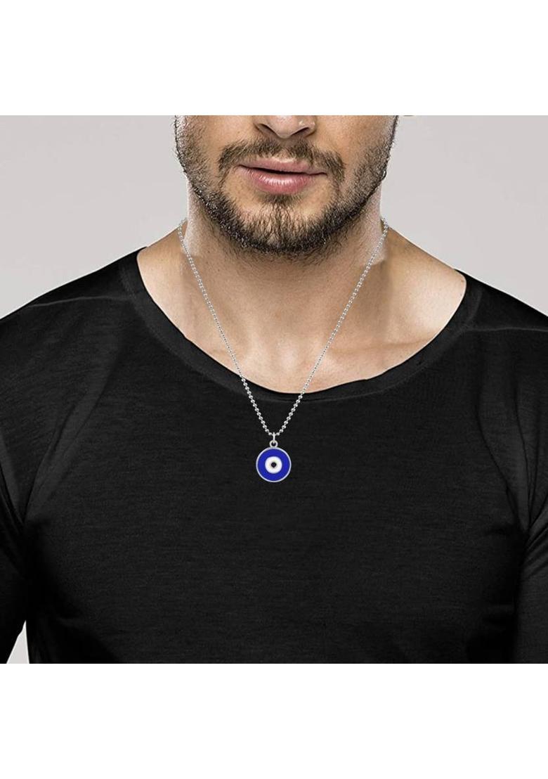 TODANI JEMS Stainless Steel Round shape Evil Eye pendant Good luck Men Women (PCMC4960) Silver Stainless Steel Pendant - Indya