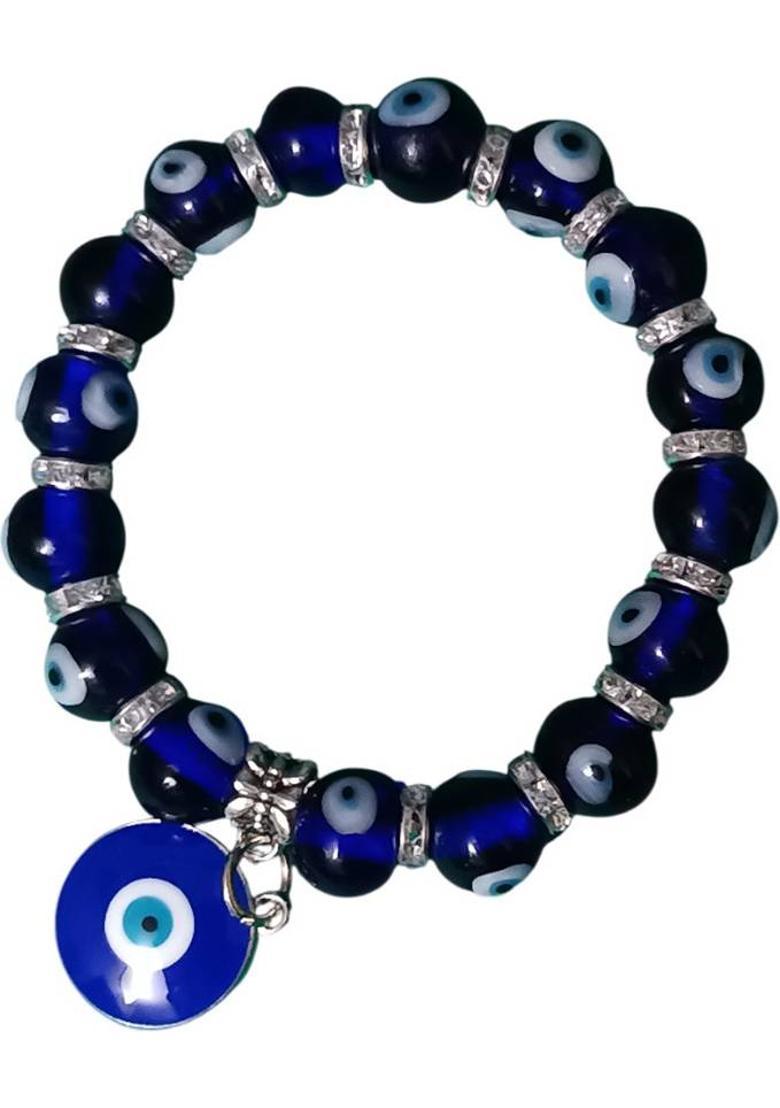 Glass, Evil Eye Beads Charm Bracelet - Indya