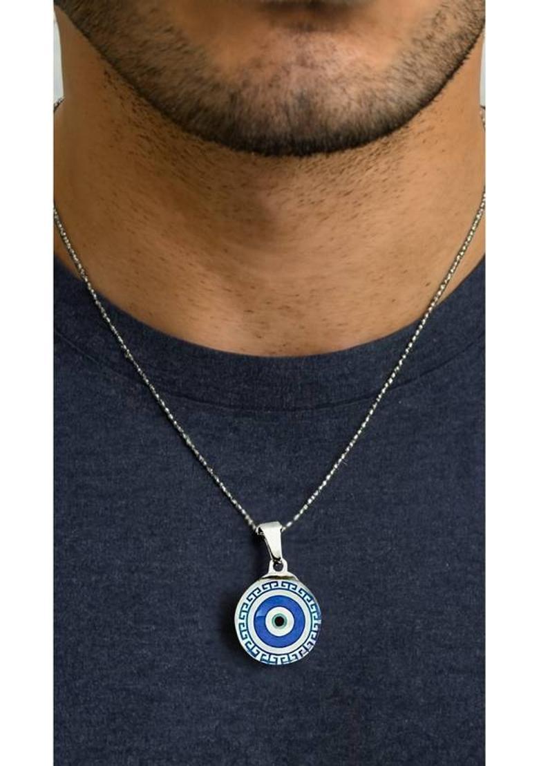 ROYAL VIBES Eyes bol Rhodium Crystal Stainless Steel Pendant - Indya