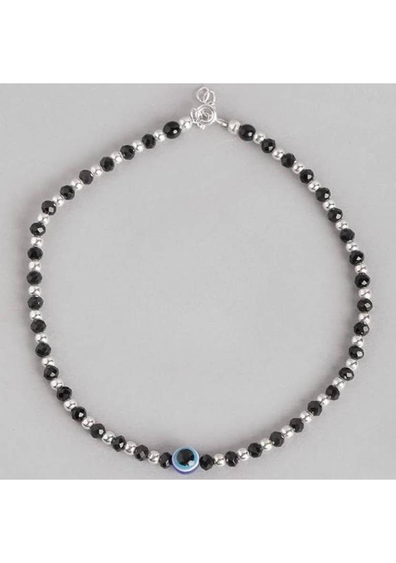 Brass Beads Black Silver Charm Bracelet - Indya