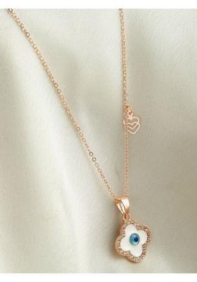 Dressberry Gold-Plated Cubic Zirconia-Studded Evil Eye Pendant With Chain Gold-plated Brass Pendant