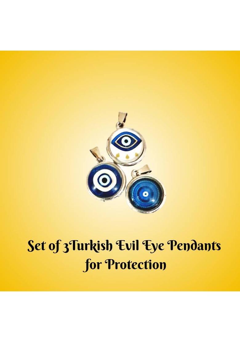 PICCOTI Set of 3 Evil Eye Small Size Pendants for Protection | Suitable for All, 1.5 cm Glass Pendant - Indya