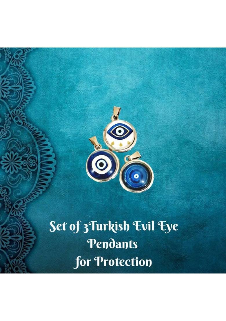 PICCOTI Set of 3 Evil Eye Small Size Pendants for Protection | Suitable for All, 1.5 cm Glass Pendant - Indya