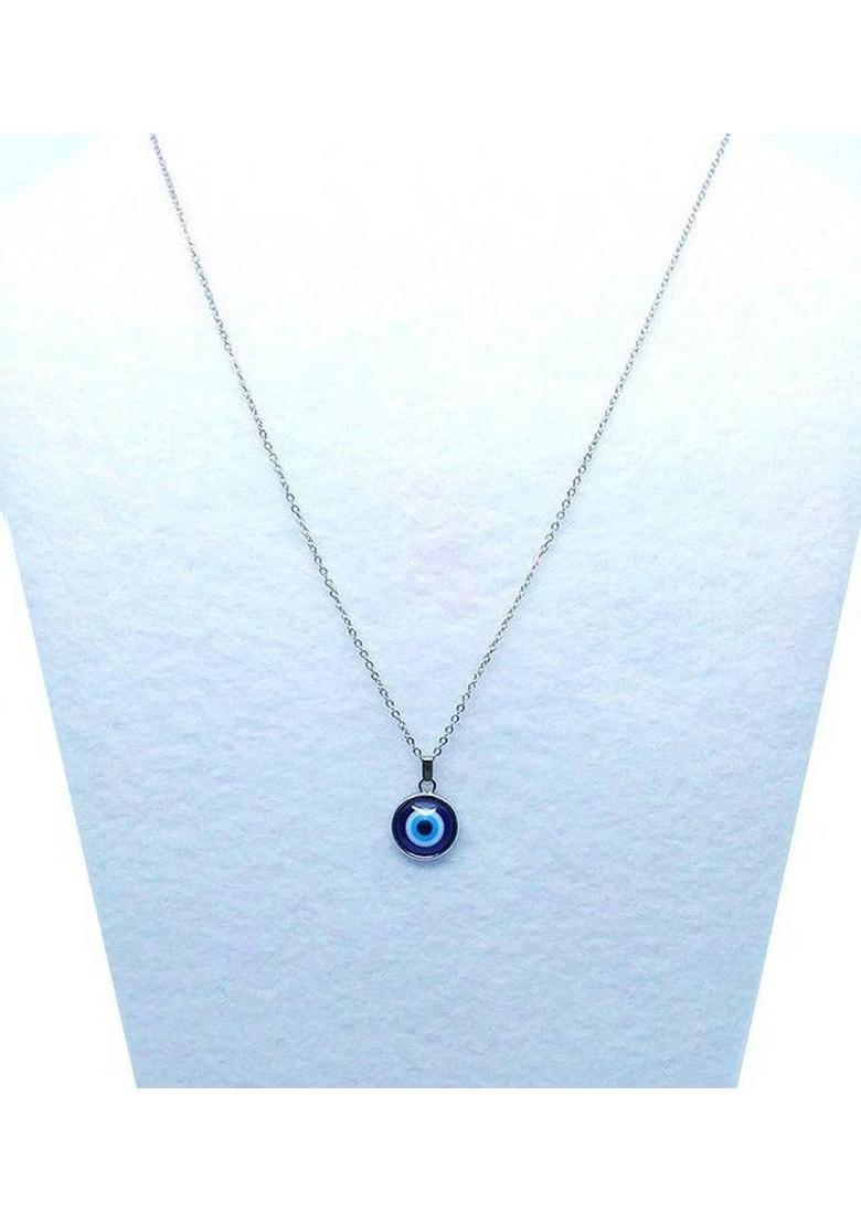 Teeragaj C 851_RR JSE-sha-evil eye_184 Silver Stone Pendant Set - Indya