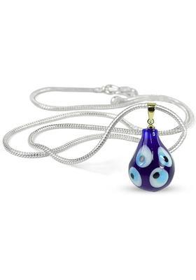 REIKI CRYSTAL PRODUCTS Evil Eye Guava Shape Crystal Stone Pendant - Locket with Chain Crystal Pendant