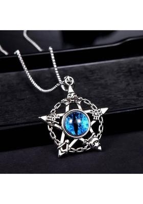 syrma Star Evil Eye locket for Men and Women, Dailywear Locket for Boy & Girl Silver Stainless Steel Locket