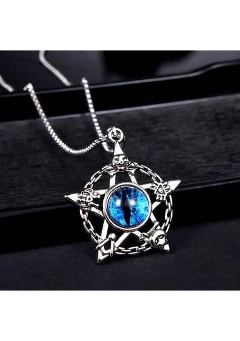 syrma Star Evil Eye locket for Men and Women, Dailywear Locket for Boy & Girl Silver Stainless Steel Locket - Indya